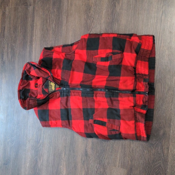 Branded Lion Men's Size Small Flannel Insulated Red and Black Vest - Picture 3 of 7
